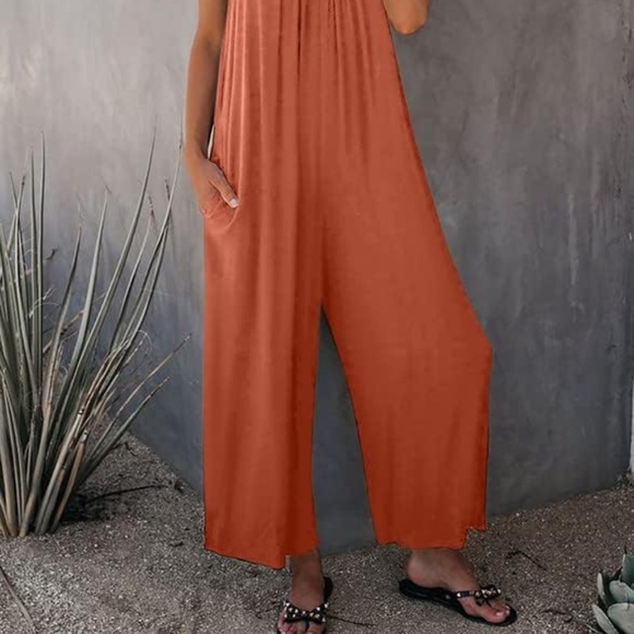 Boho Sleeveless Long Pant Romper Jumpsuit with Pockets - Picture 7 of 11